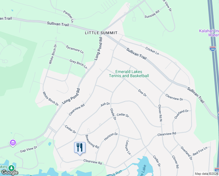 map of restaurants, bars, coffee shops, grocery stores, and more near 3238 Emerald Blvd in Long Pond
