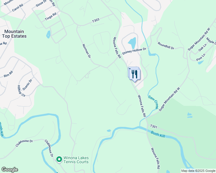 map of restaurants, bars, coffee shops, grocery stores, and more near 9 Norman Drive in East Stroudsburg
