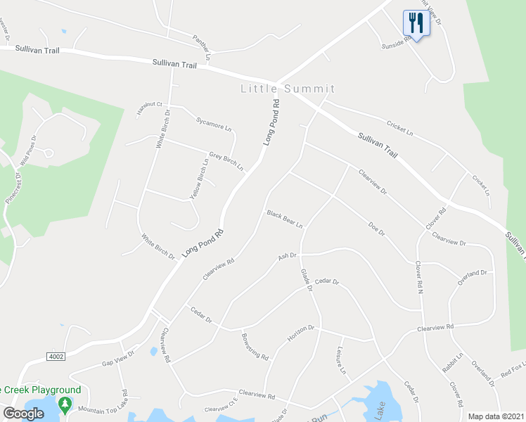 map of restaurants, bars, coffee shops, grocery stores, and more near 795 Clearview Drive in Long Pond