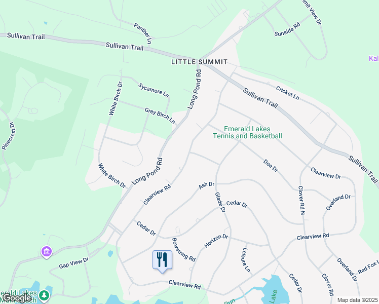 map of restaurants, bars, coffee shops, grocery stores, and more near 5337 Clearview Dr in Long Pond