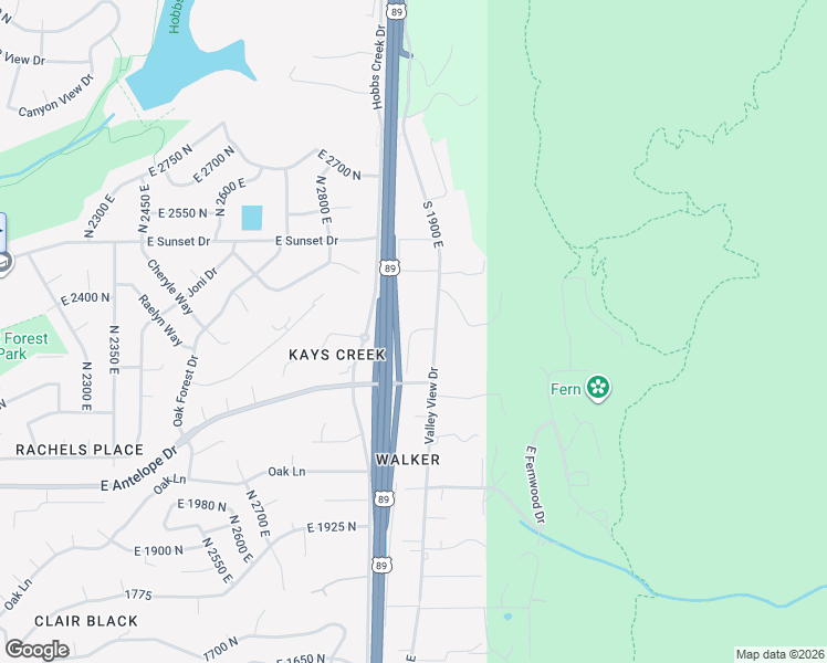 map of restaurants, bars, coffee shops, grocery stores, and more near 2257 North 2975 East in Layton
