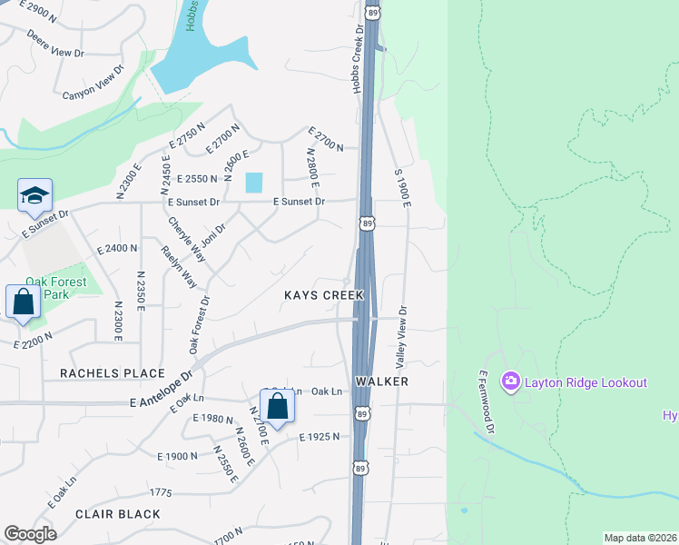 map of restaurants, bars, coffee shops, grocery stores, and more near 2855 Sky View Drive in Layton