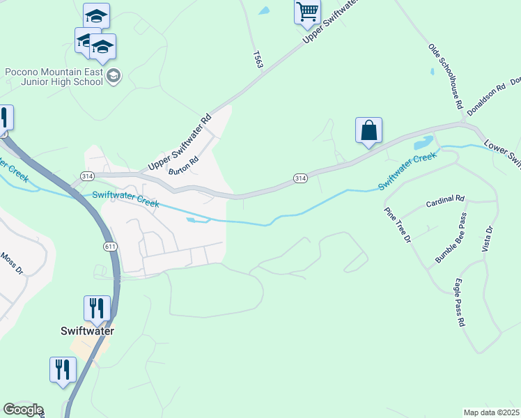 map of restaurants, bars, coffee shops, grocery stores, and more near 234 Lower Swiftwater Road in Cresco