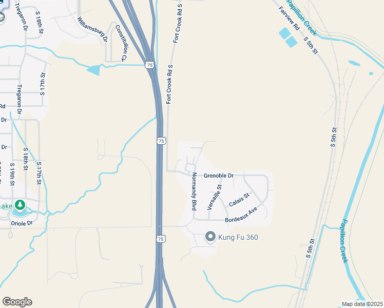 map of restaurants, bars, coffee shops, grocery stores, and more near 14840 Normandy Boulevard in Bellevue