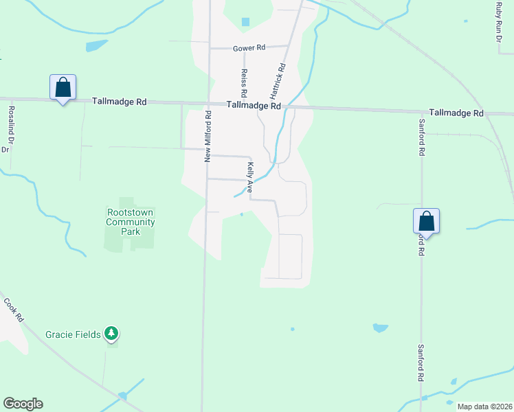 map of restaurants, bars, coffee shops, grocery stores, and more near 4938 Kelly Ave in Rootstown