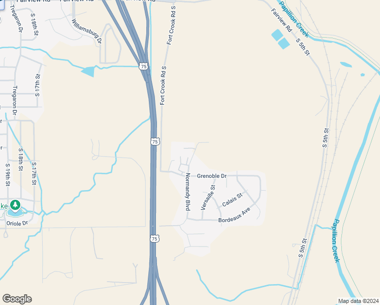 map of restaurants, bars, coffee shops, grocery stores, and more near 14840 Normandy Boulevard in Bellevue