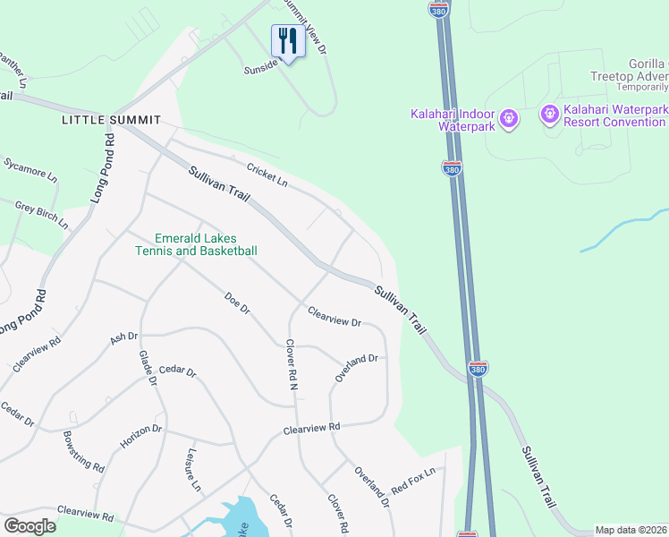 map of restaurants, bars, coffee shops, grocery stores, and more near 35 Sullivan Trail in SCOTRUN