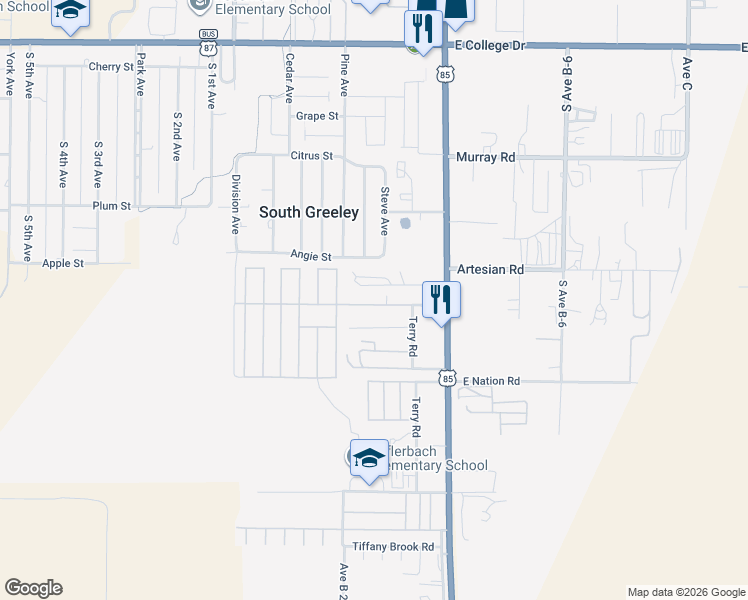 map of restaurants, bars, coffee shops, grocery stores, and more near 402 Williams Street in Cheyenne