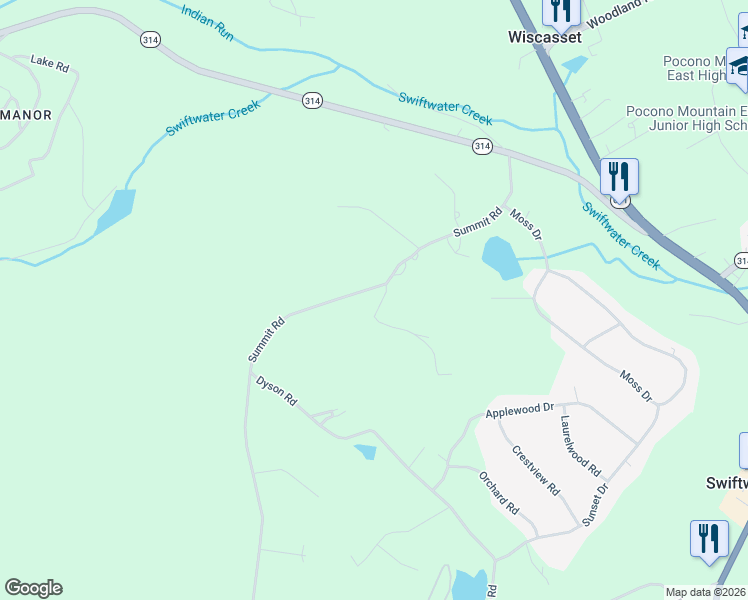 map of restaurants, bars, coffee shops, grocery stores, and more near Summit Rd in SCOTRUN