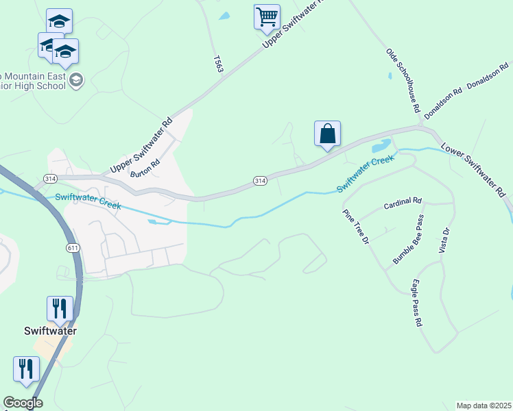 map of restaurants, bars, coffee shops, grocery stores, and more near 258 Lower Swiftwater Road in Cresco