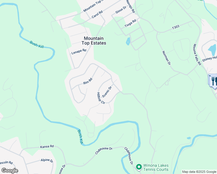map of restaurants, bars, coffee shops, grocery stores, and more near 247 Scenic Drive in East Stroudsburg