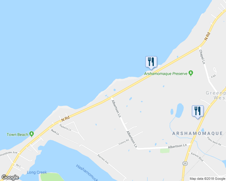 map of restaurants, bars, coffee shops, grocery stores, and more near 57065 Route 48 in Greenport