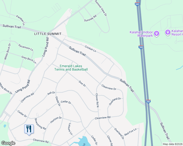 map of restaurants, bars, coffee shops, grocery stores, and more near 3233 Emerald Blvd in Long Pond