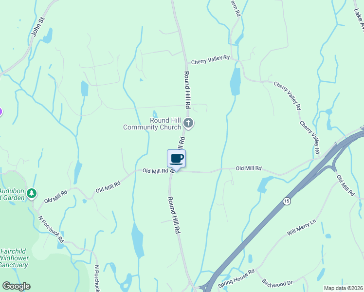 map of restaurants, bars, coffee shops, grocery stores, and more near 389 Round Hill Road in Greenwich