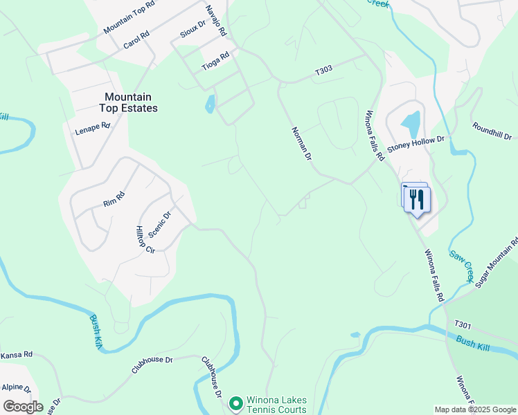 map of restaurants, bars, coffee shops, grocery stores, and more near 141 Homestead Lane in East Stroudsburg
