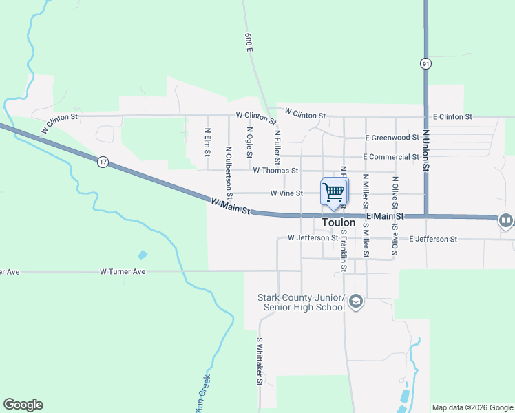 map of restaurants, bars, coffee shops, grocery stores, and more near 308-398 West Main Street in Toulon