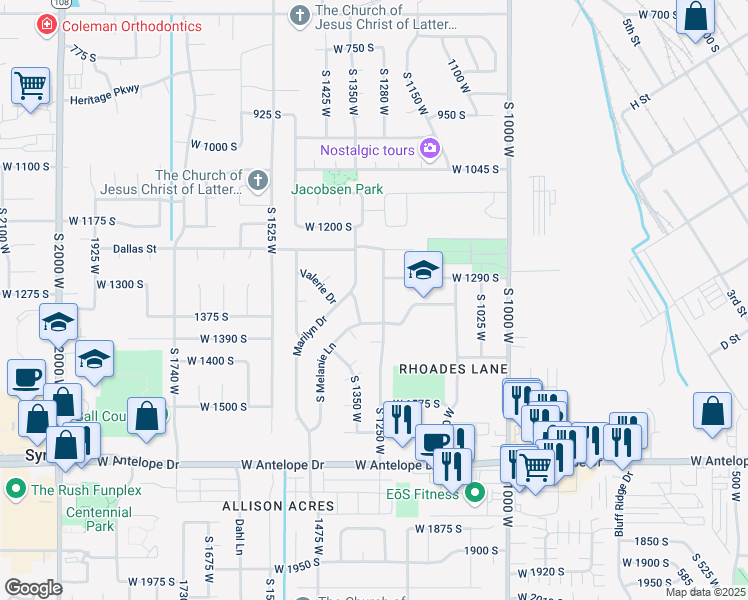 map of restaurants, bars, coffee shops, grocery stores, and more near 1316 Ann Street in Syracuse