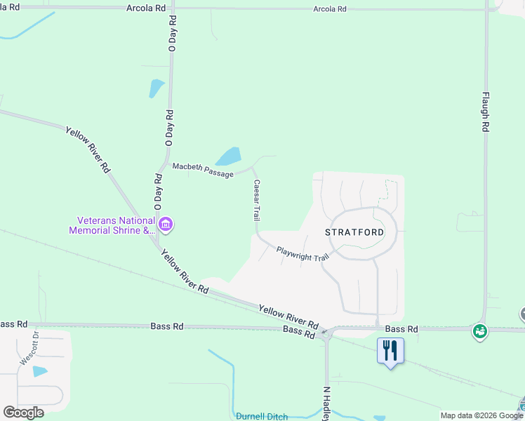 map of restaurants, bars, coffee shops, grocery stores, and more near 7516 Playwright Trail in Fort Wayne