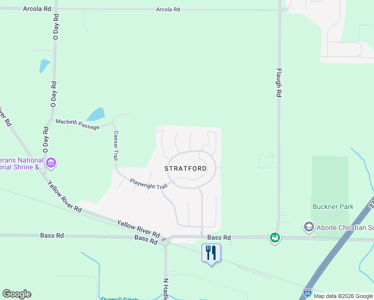 map of restaurants, bars, coffee shops, grocery stores, and more near 7007 Cleopatra Crossing in Fort Wayne