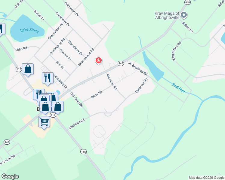 map of restaurants, bars, coffee shops, grocery stores, and more near Maple Rd in Blakeslee
