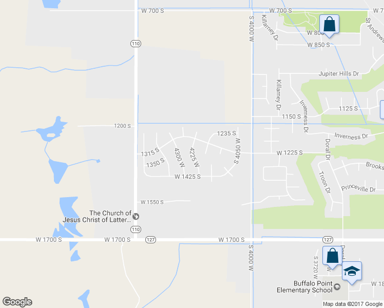 map of restaurants, bars, coffee shops, grocery stores, and more near 1342 4225 West in Syracuse