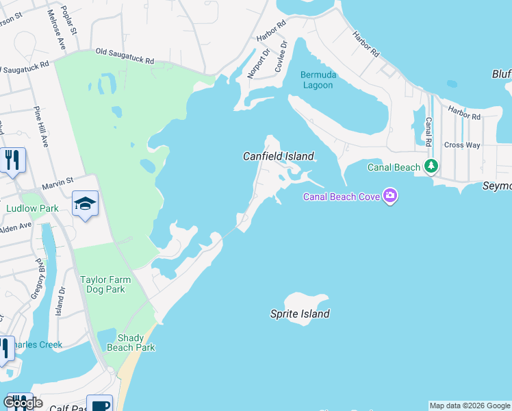 map of restaurants, bars, coffee shops, grocery stores, and more near 30 Shorehaven Road in Norwalk