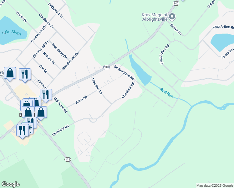 map of restaurants, bars, coffee shops, grocery stores, and more near 331 Chestnut Road in Blakeslee