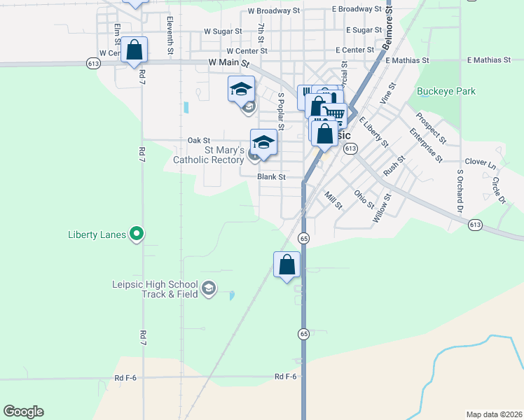 map of restaurants, bars, coffee shops, grocery stores, and more near 564-598 State Street in Leipsic