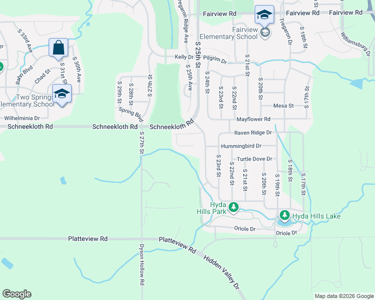 map of restaurants, bars, coffee shops, grocery stores, and more near 2502 Hummingbird Circle in Bellevue