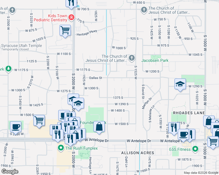 map of restaurants, bars, coffee shops, grocery stores, and more near 1295 Banbury Drive in Syracuse