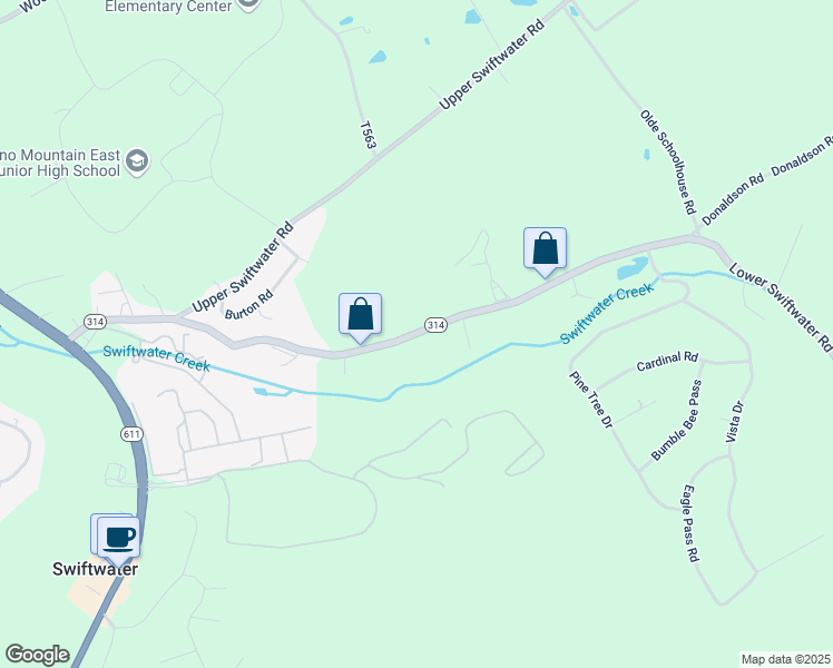 map of restaurants, bars, coffee shops, grocery stores, and more near 694 Lower Swiftwater Road in Cresco