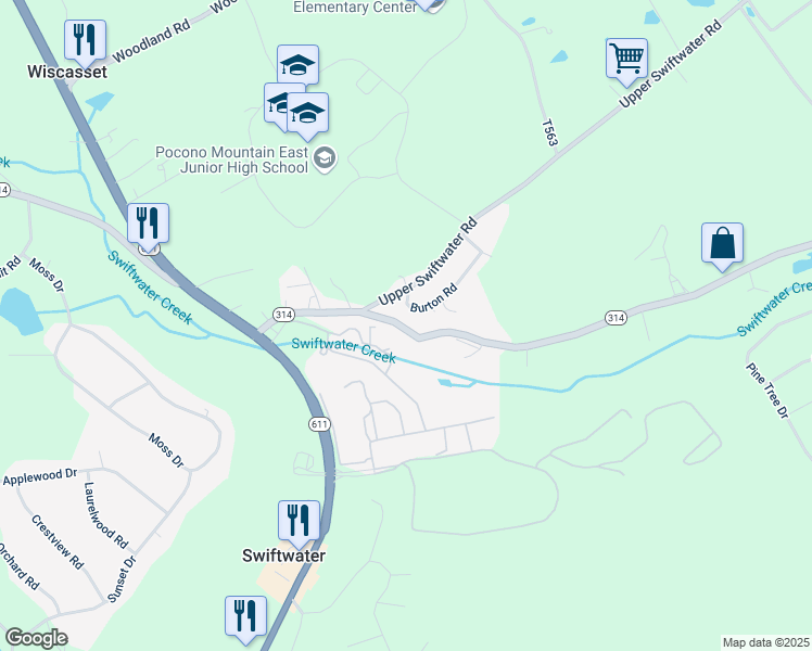 map of restaurants, bars, coffee shops, grocery stores, and more near 217 Lower Swiftwater Road in Cresco