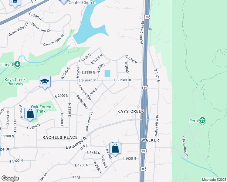 map of restaurants, bars, coffee shops, grocery stores, and more near 2729 Brinton Way in Layton