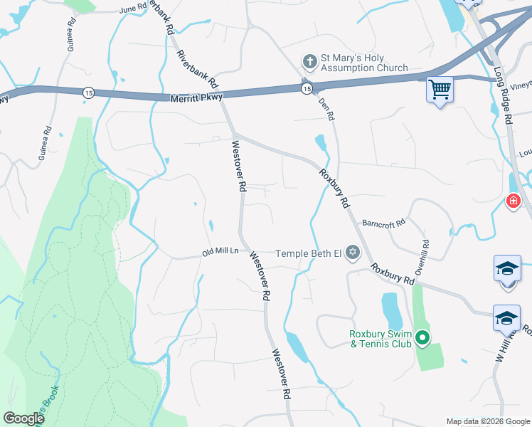 map of restaurants, bars, coffee shops, grocery stores, and more near 1223 Westover Road in Stamford