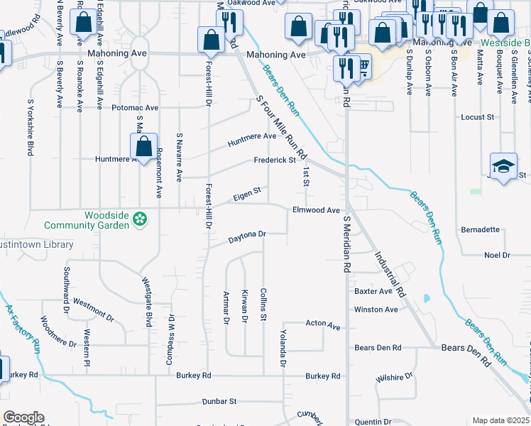 map of restaurants, bars, coffee shops, grocery stores, and more near 3819 Elmwood Avenue in Austintown