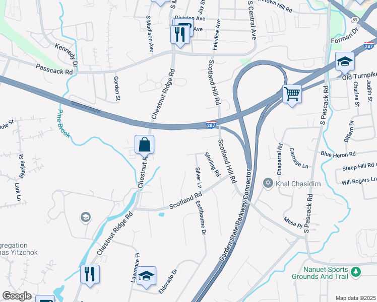 map of restaurants, bars, coffee shops, grocery stores, and more near 26 Sterling Road in Spring Valley