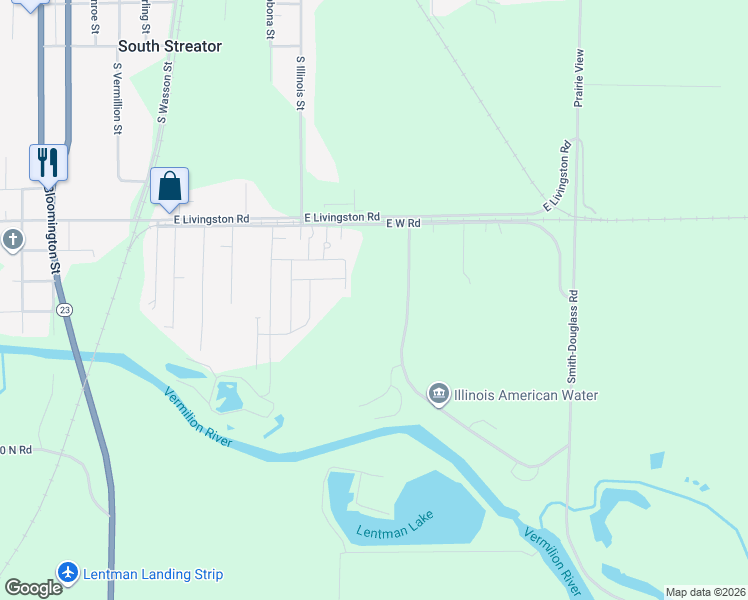 map of restaurants, bars, coffee shops, grocery stores, and more near 1003 East Livingston Road in Streator