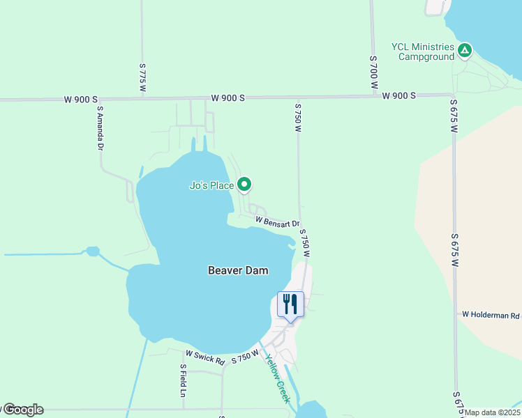 map of restaurants, bars, coffee shops, grocery stores, and more near 7370 West Ben Lane in Claypool