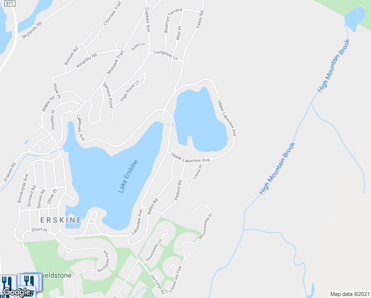map of restaurants, bars, coffee shops, grocery stores, and more near 21 Upper Lakeview Avenue in Ringwood