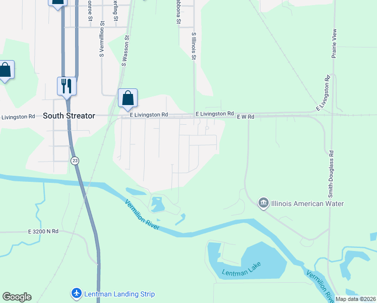 map of restaurants, bars, coffee shops, grocery stores, and more near 420 Carriage Lane Estates in Streator