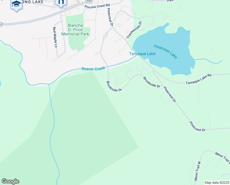 map of restaurants, bars, coffee shops, grocery stores, and more near Brookside Drive in Blakeslee