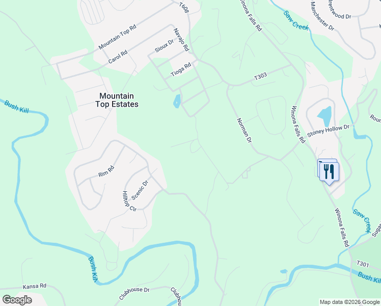 map of restaurants, bars, coffee shops, grocery stores, and more near 109 Horseshoe Circle in East Stroudsburg