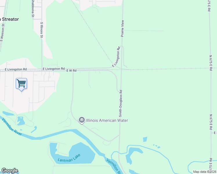 map of restaurants, bars, coffee shops, grocery stores, and more near 32415 North 600 East Road in Streator