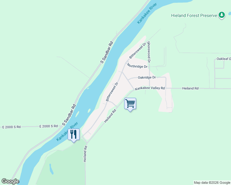 map of restaurants, bars, coffee shops, grocery stores, and more near 2110 South Hieland Road in Saint Anne