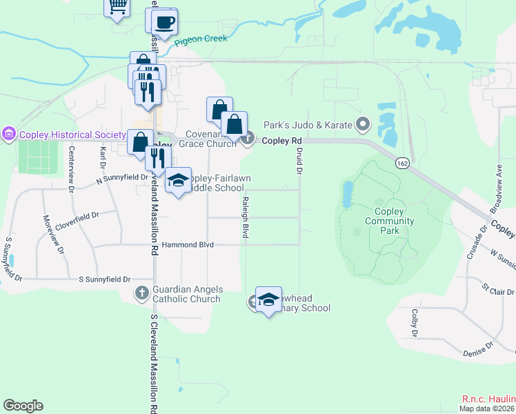 map of restaurants, bars, coffee shops, grocery stores, and more near 3308 Sedgewick Avenue in Akron