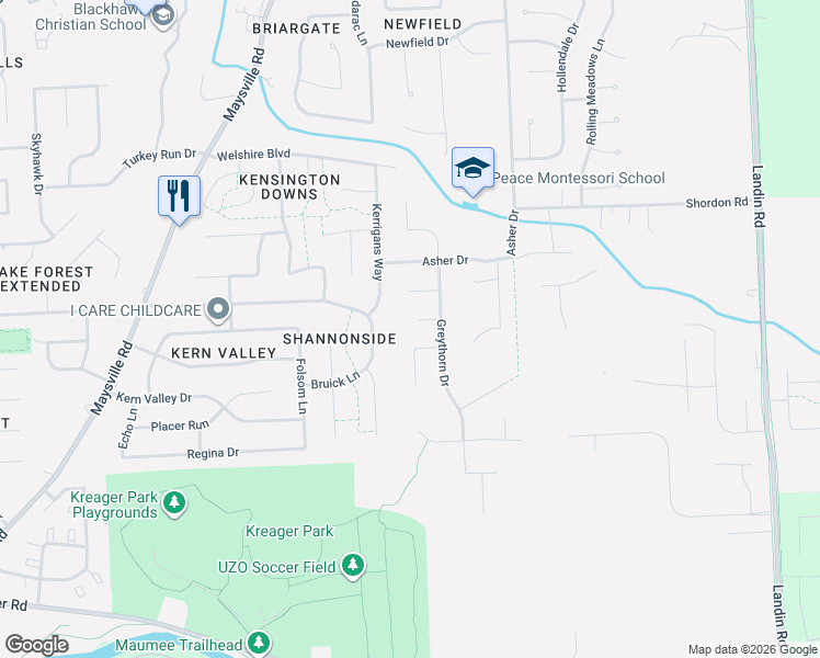 map of restaurants, bars, coffee shops, grocery stores, and more near 8204 Gatewood Court in Fort Wayne