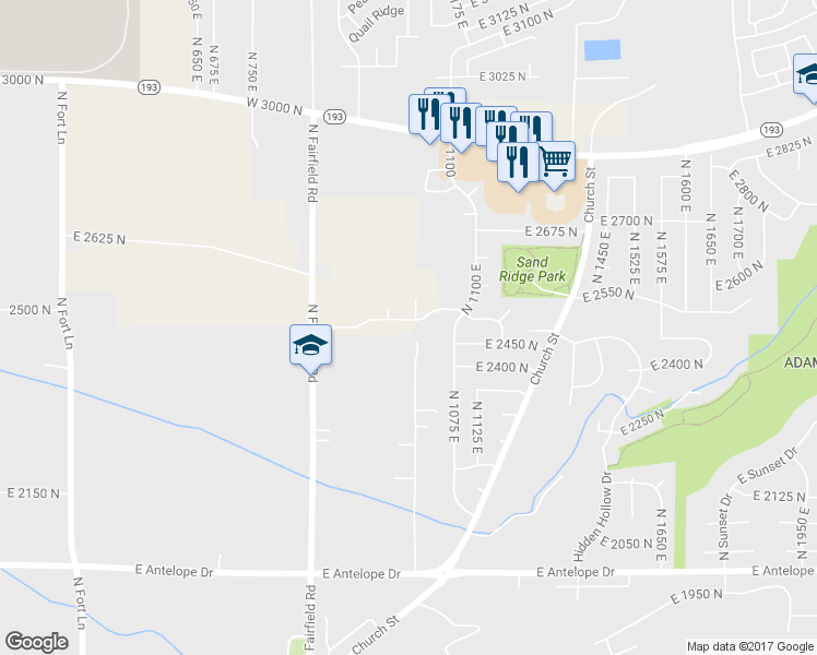 map of restaurants, bars, coffee shops, grocery stores, and more near 1020 Mountain Shadow Drive in Layton