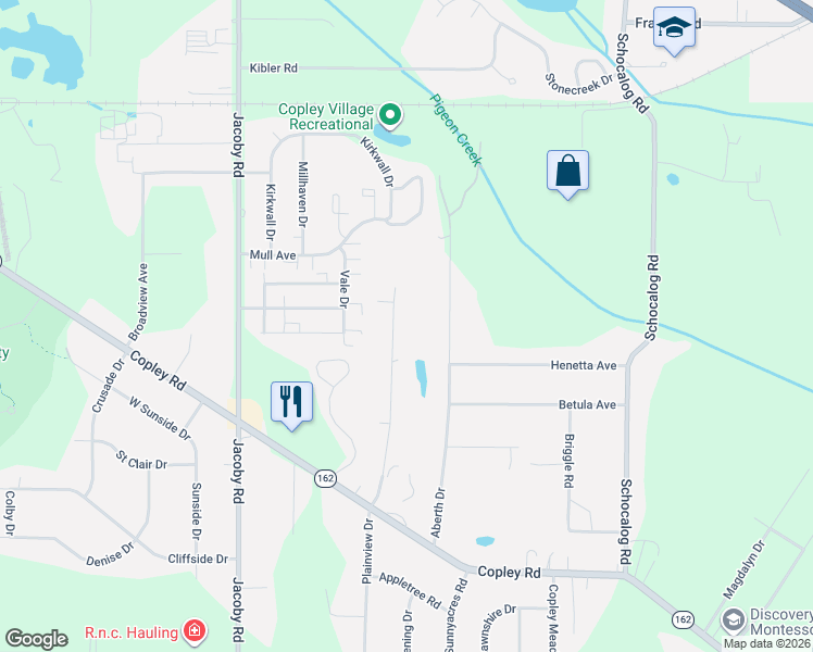 map of restaurants, bars, coffee shops, grocery stores, and more near 1240 North Plainview Drive in Akron