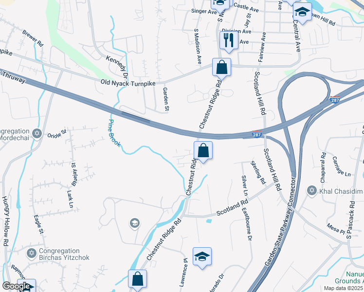 map of restaurants, bars, coffee shops, grocery stores, and more near 2 Alpine Court in Spring Valley