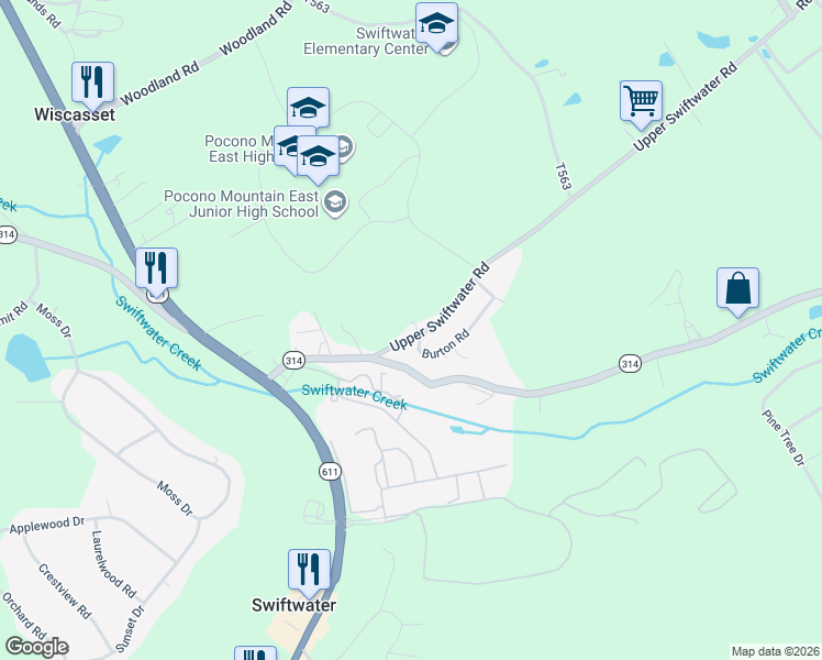 map of restaurants, bars, coffee shops, grocery stores, and more near 217 Lower Swiftwater Road in Cresco